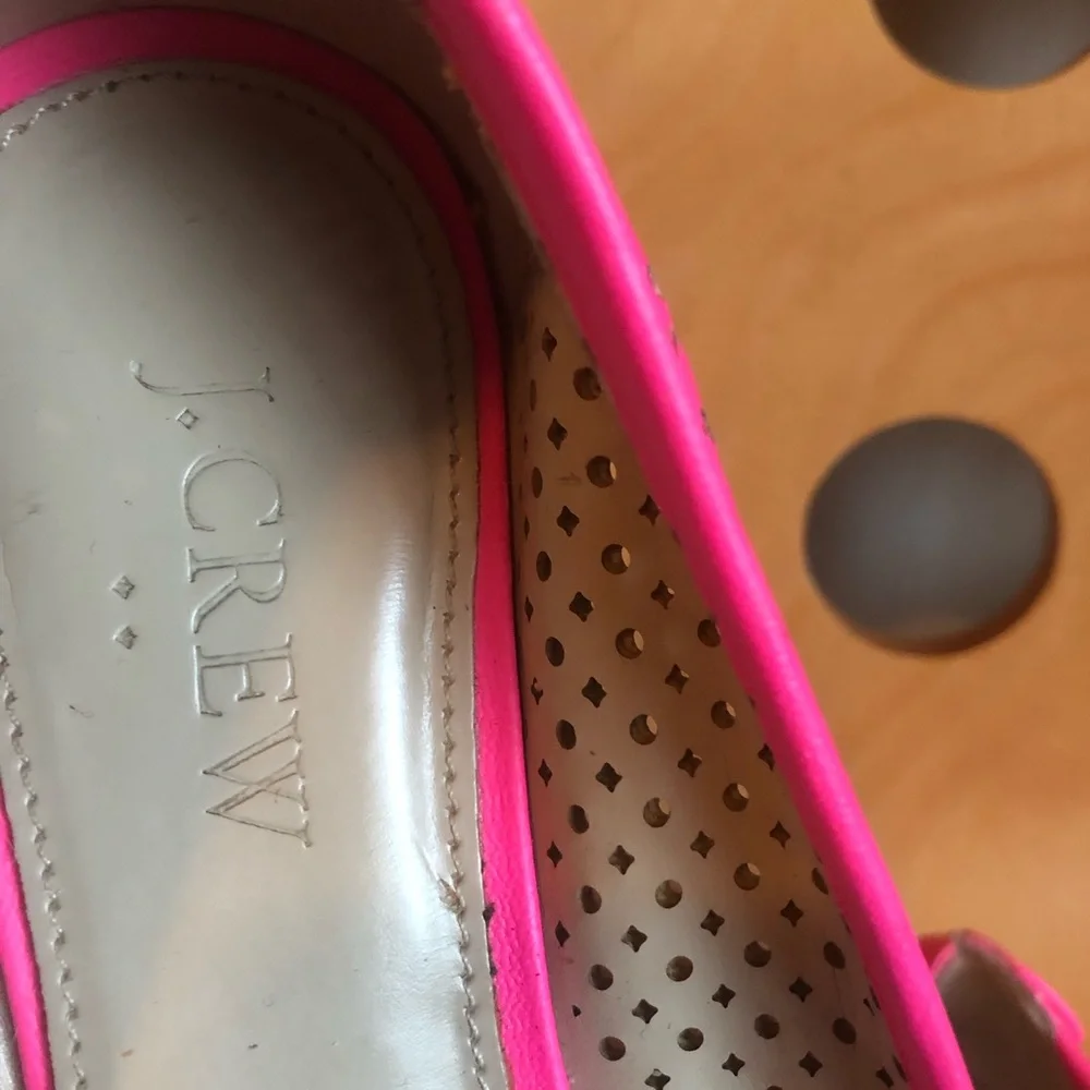 J. Crew Hot Pink Perforated Ballet Flats with Bow